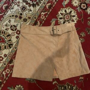 Free People Ari Faux Suede Wrap Belted Mini Skirt in Camel Size 6